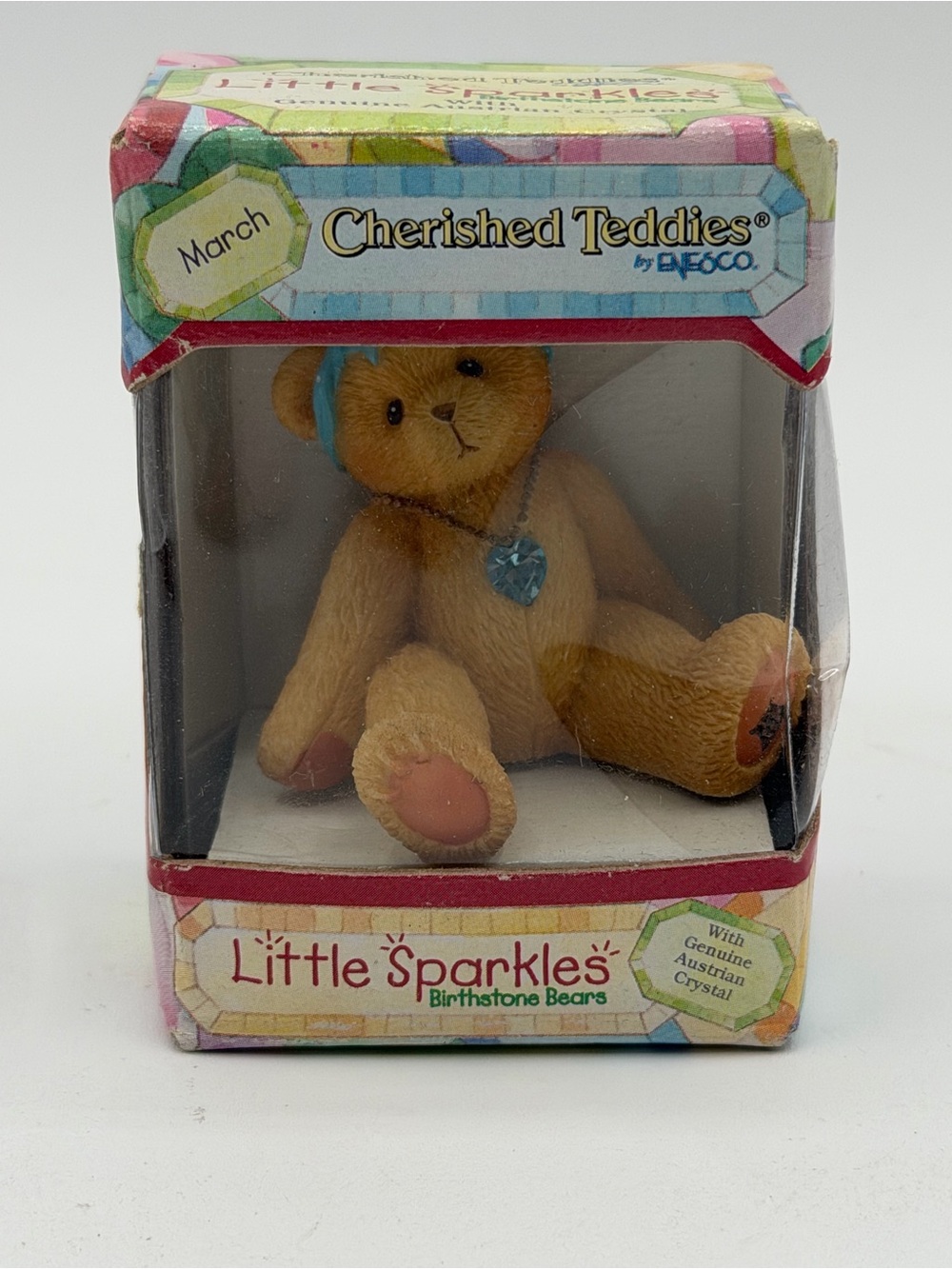 Cherished Teddies Little Sparkles March Birthstone Bear - Brand New